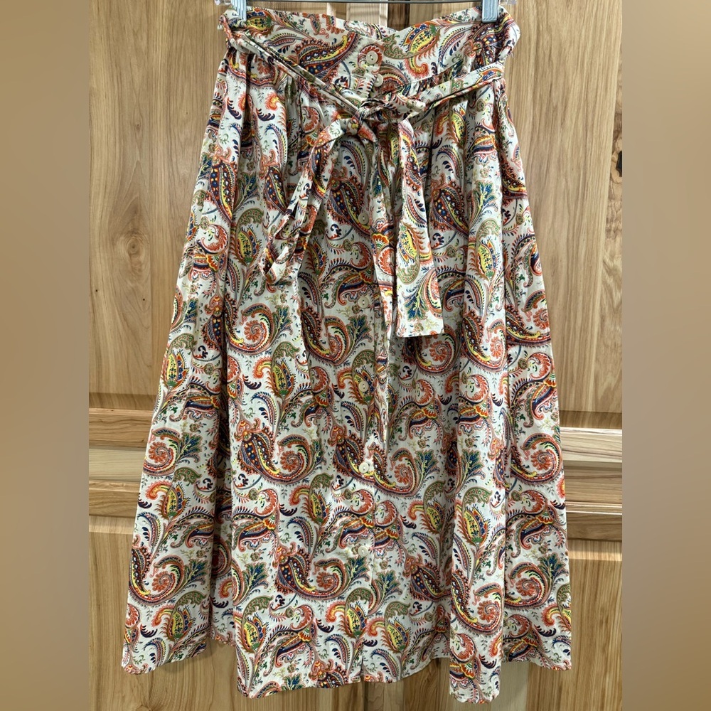 Umgee Multi Color A-Line Button Down Tie Front Pa… - image 1